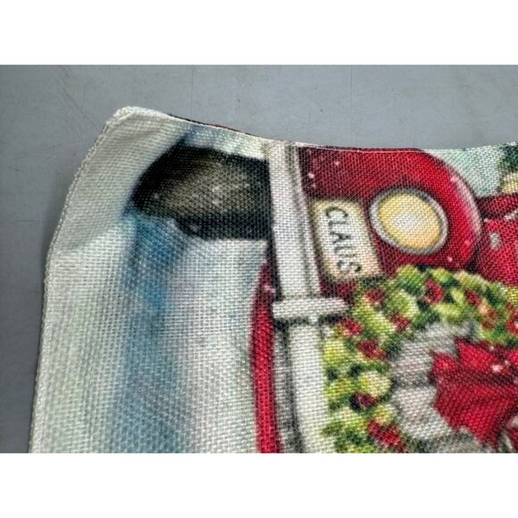 Christmas Decor Santa Claus Red Truck Canvas Flag 12"x18" Festive Design READ - Picture 3 of 6